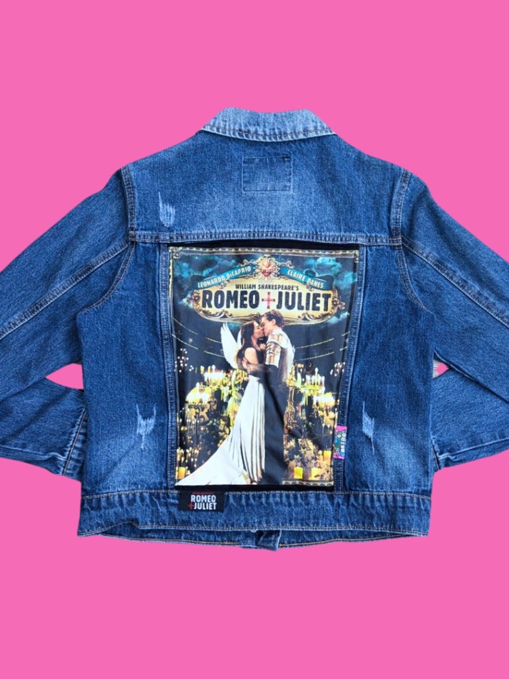 Romeo + Juliet Upcycled T-Shirt Denim Jacket Size M